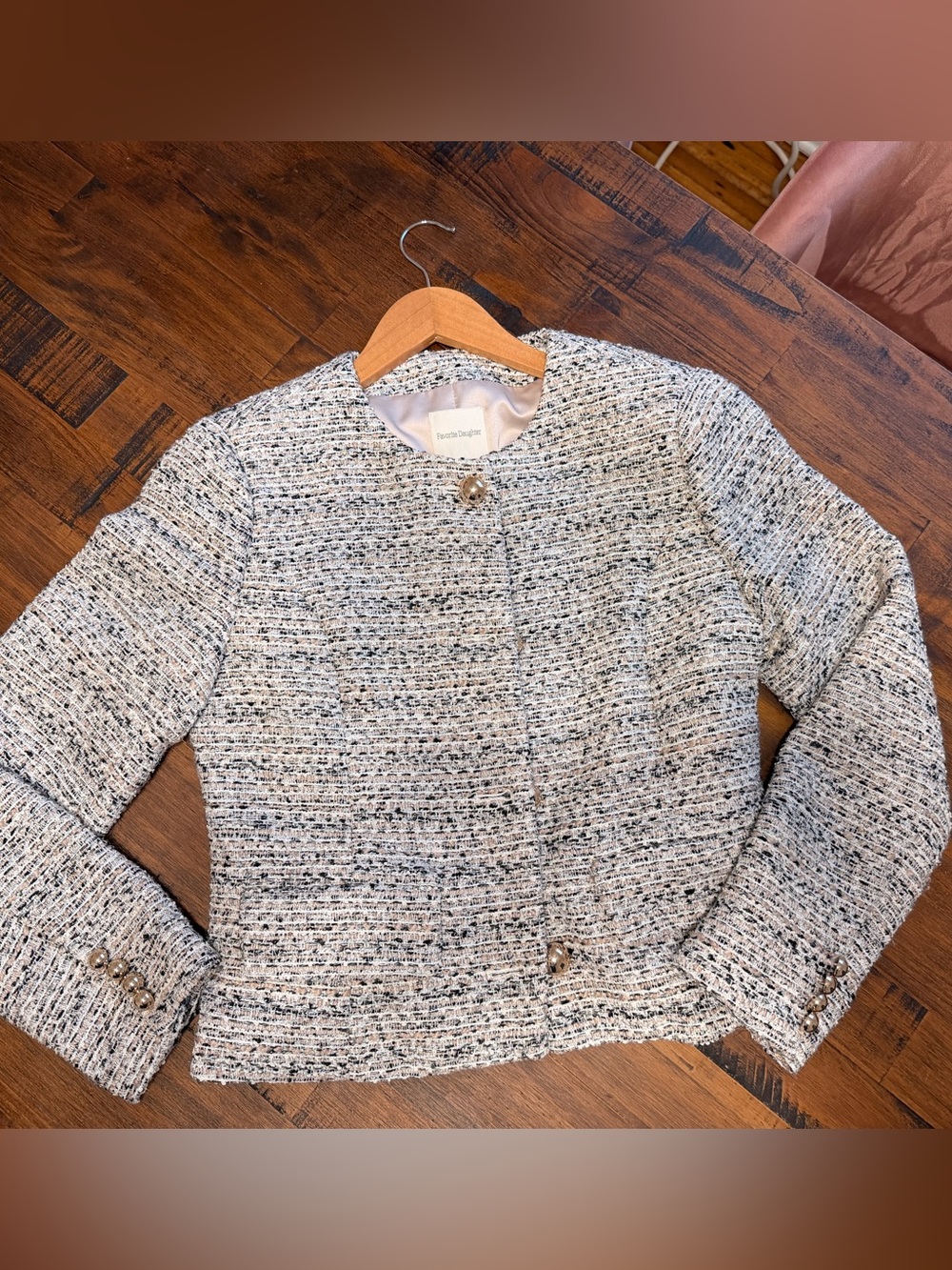 Favorite Daughter Cream and Black Tweed Jacket